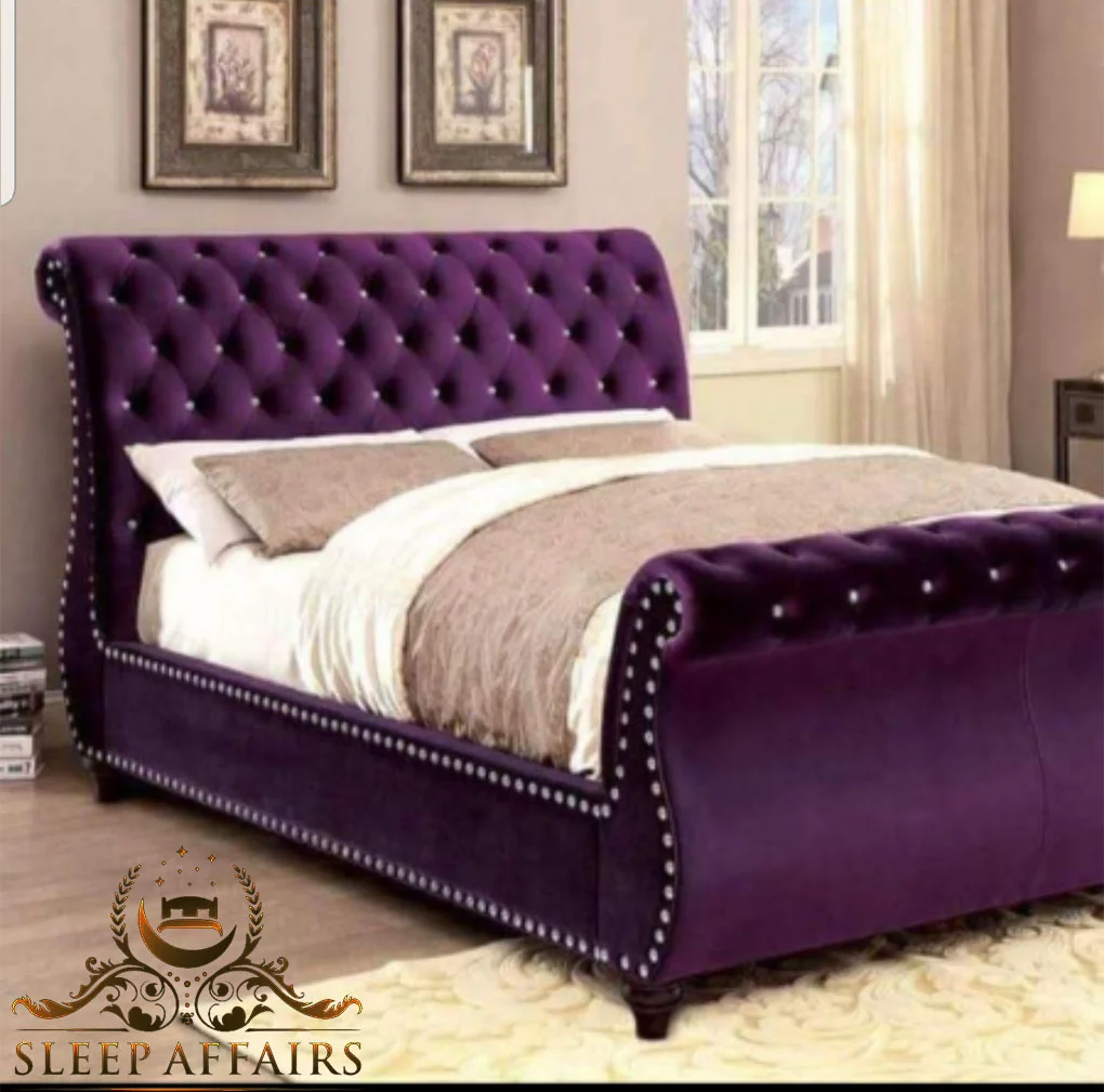 purple sleigh bed