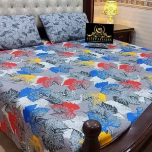 red blue flowers luxury cotton bedsheet