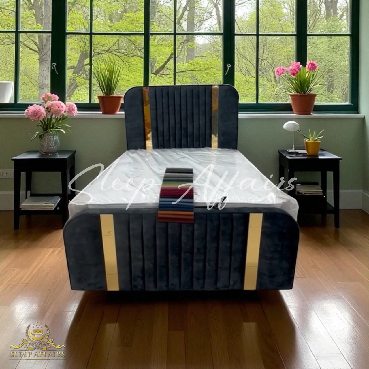 Aqua Mirror Sleigh Bed - Image 3