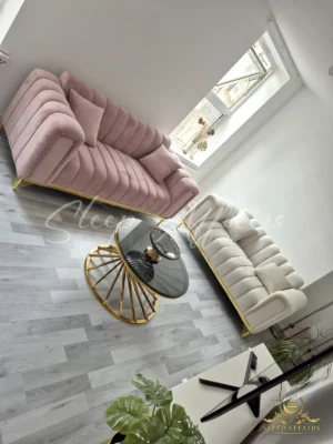 Flavia gold sofa set - Image 4