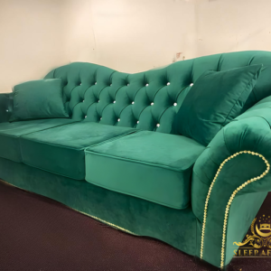 Green Fabric Chesterfield Sofa