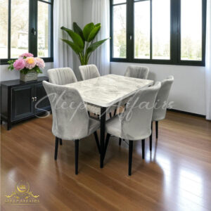 Epal Lux Dining Set – 1 Table & 6 Chairs Gray