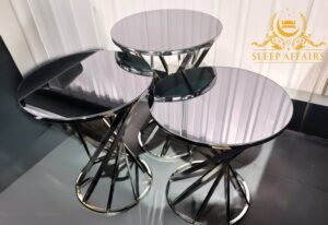 Round Coffee Table Black and Silver