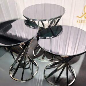 Round Coffee Table Black and Silver