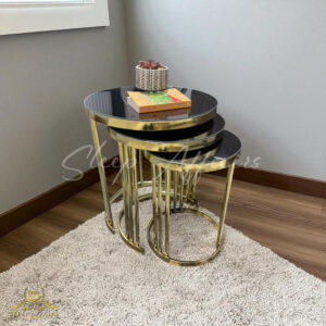Round Coffee Table Black and Golden - Image 2