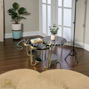 Round Coffee Table Black and Golden