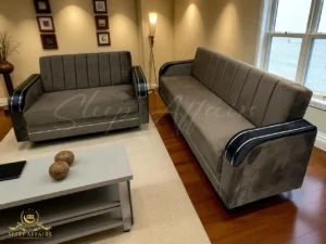 Wooden arm sofa bed - Image 3