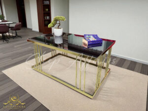 Modern Elegance Rectangular Table Blue and Silver