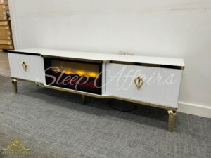 White & Gold TV Unit