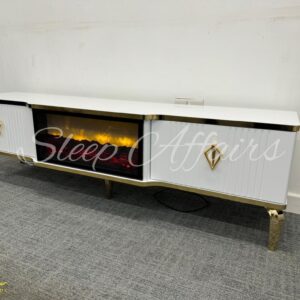 White & Gold TV Unit