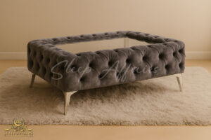 Brown & Golden Tufted Coffee Table