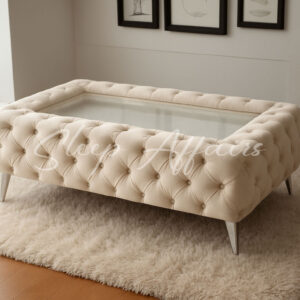 Off White & Silver Tufted Coffee Table